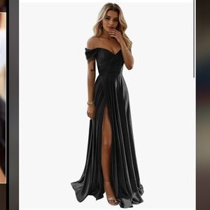 Black satin prom dress